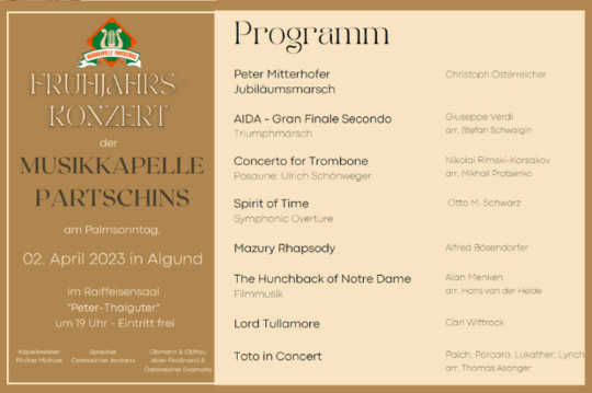 Frühjahrskonzert der Musikkapelle Partschins